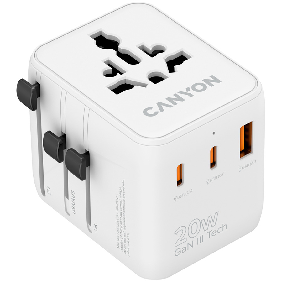 CANYON Travel Adapter OnTour 20 EU/UK/US/AUS