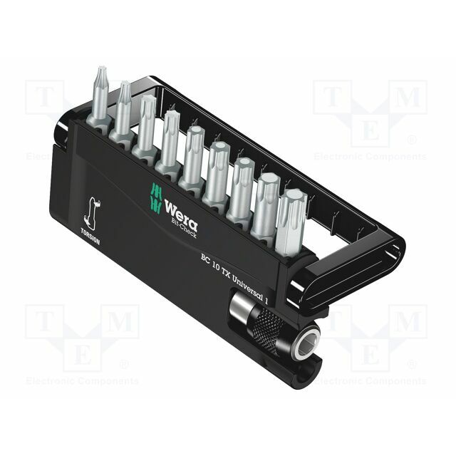 Tools set: screwdriver bits; plastic cassette