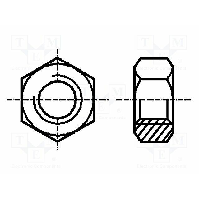 KEYSTONE Nut; hexagonal; UNC 6-32; steel