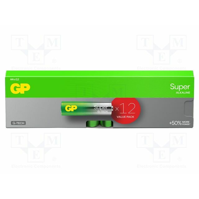 Battery: alkaline; AA; 1.5V; non-rechargeable