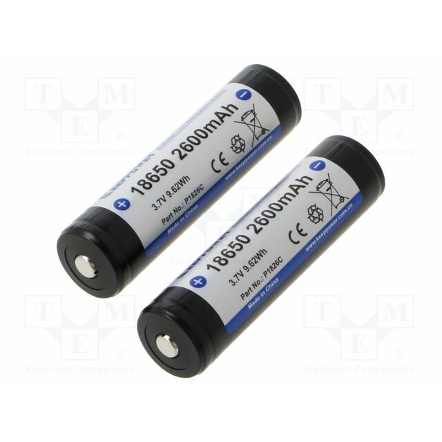 KEEPPOWER Re-battery: Li-Ion; 18650,MR18650; 2500mAh