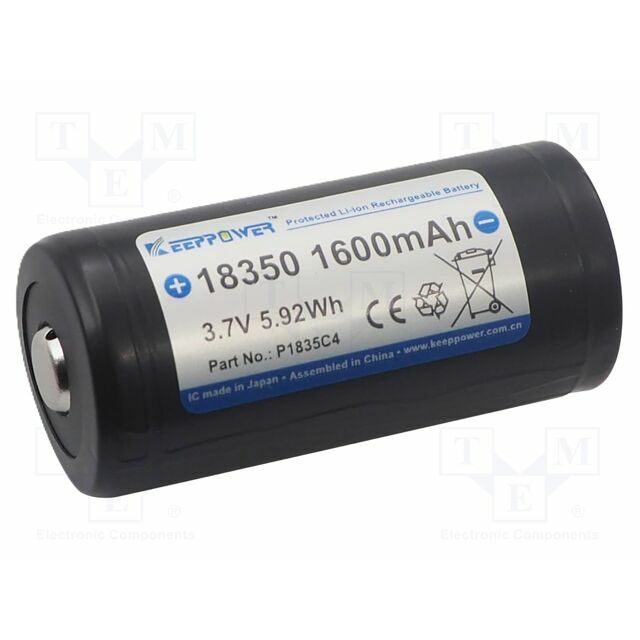KEEPPOWER Re-battery: Li-Ion; 18350; 1600mAh; 3