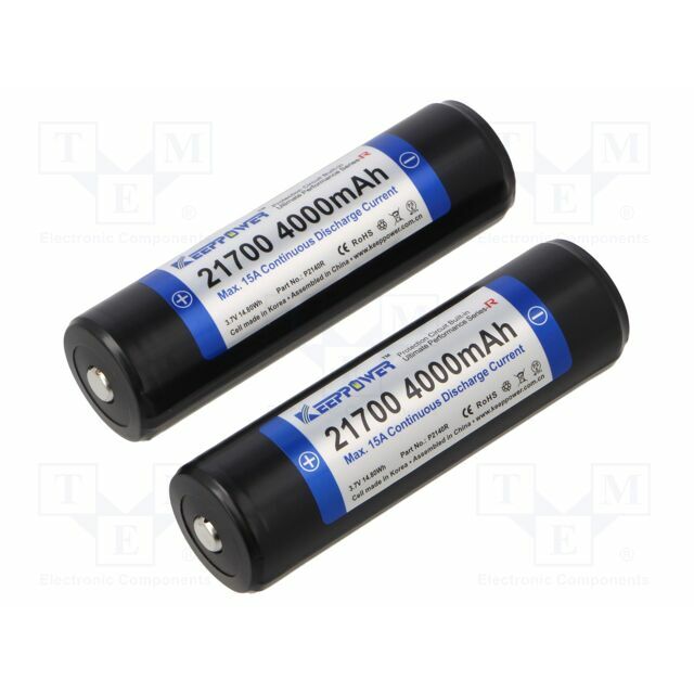 KEEPPOWER Re-battery: Li-Ion; 21700; 4000mAh; 3