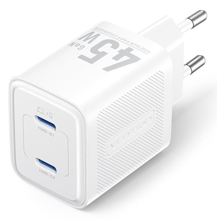 MOBILE CHARGER WALL 45W USB-C/2P WHITE