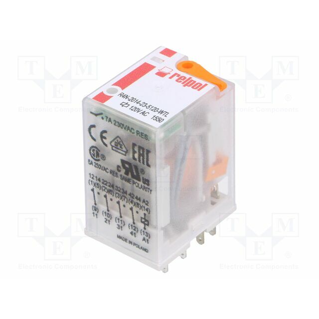 RELPOL Relay: electromagnetic; Ucoil: 120VAC; 4PDT