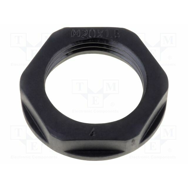 Nut; M16; polyamide; 22mm; black; Thread: