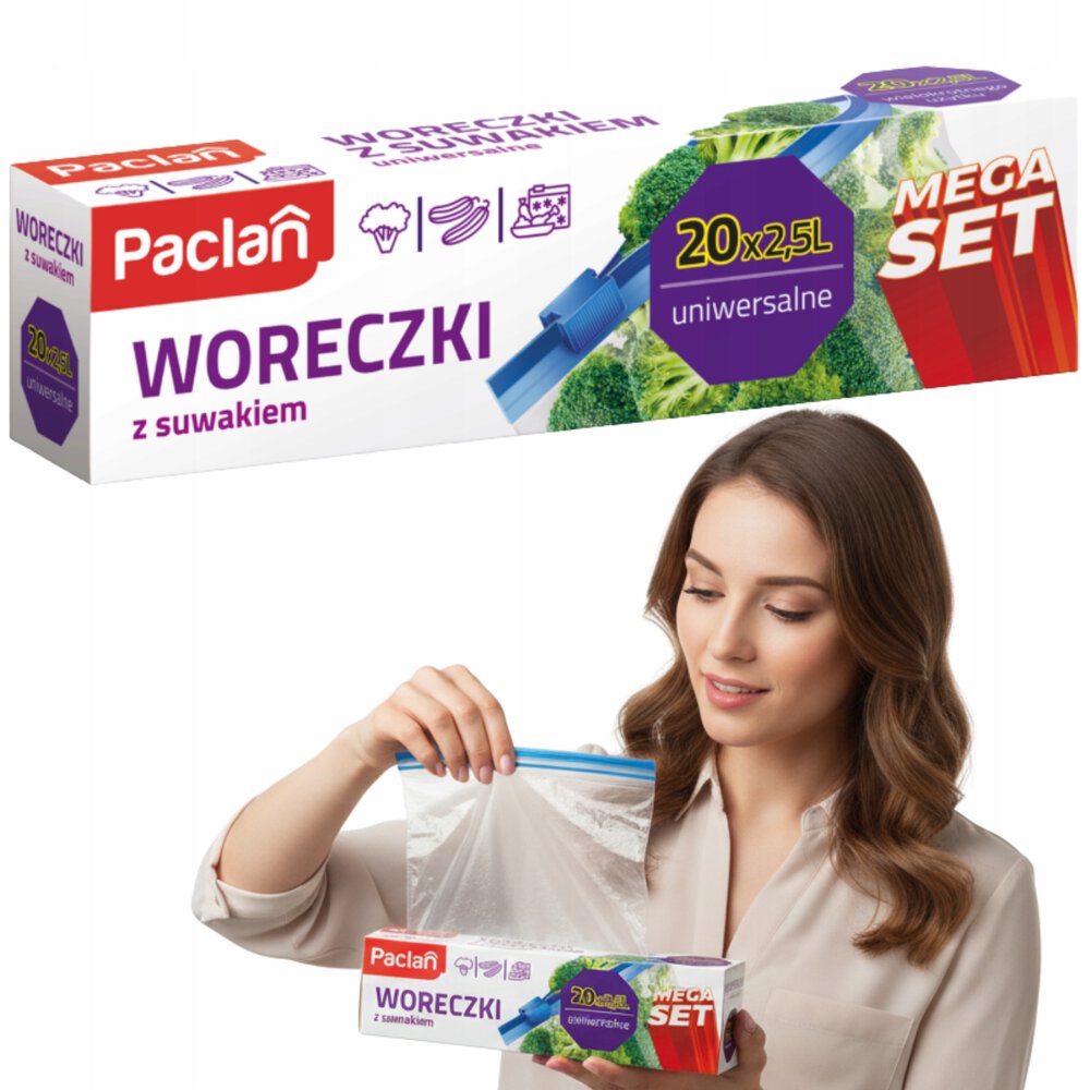 Paclan Mega komplekta maisiņi ar rāvējslēdzēju