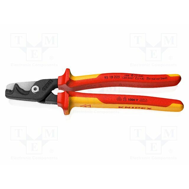 KNIPEX Cutters; insulated; for cables; 225mm