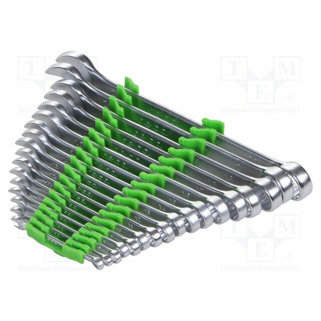 Wrench: combination spanner-set; Chrom-vanadium steel; 17pcs