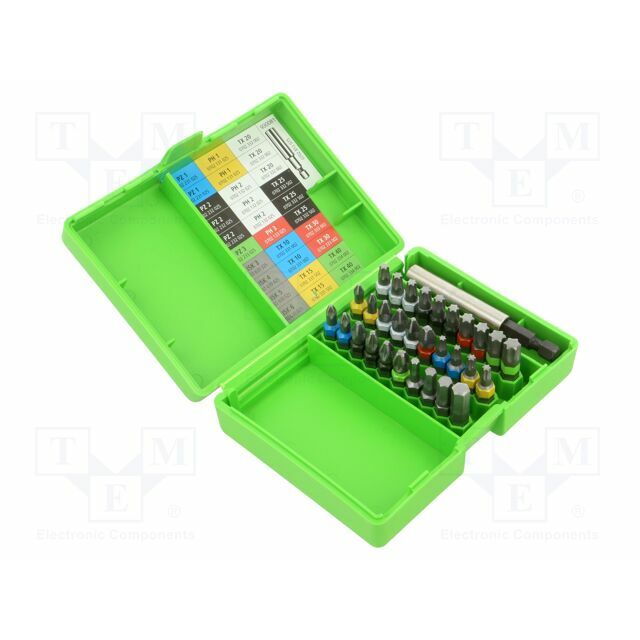 Tools set: screwdriver bits; hex key