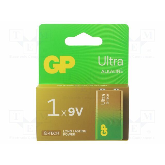 Battery: alkaline; 6F22; 9V; non-rechargeable; 1pcs