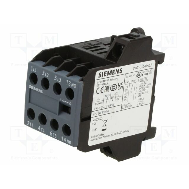 SIEMENS Contactor: 3-pole; NO x3; Auxiliary