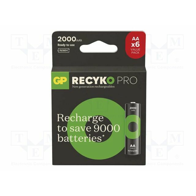 Re-battery: Ni-MH; AA; 2000mAh; 1.2V