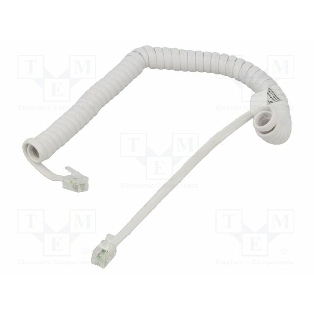 Cable: telephone; coiled; RJ10 plug,both