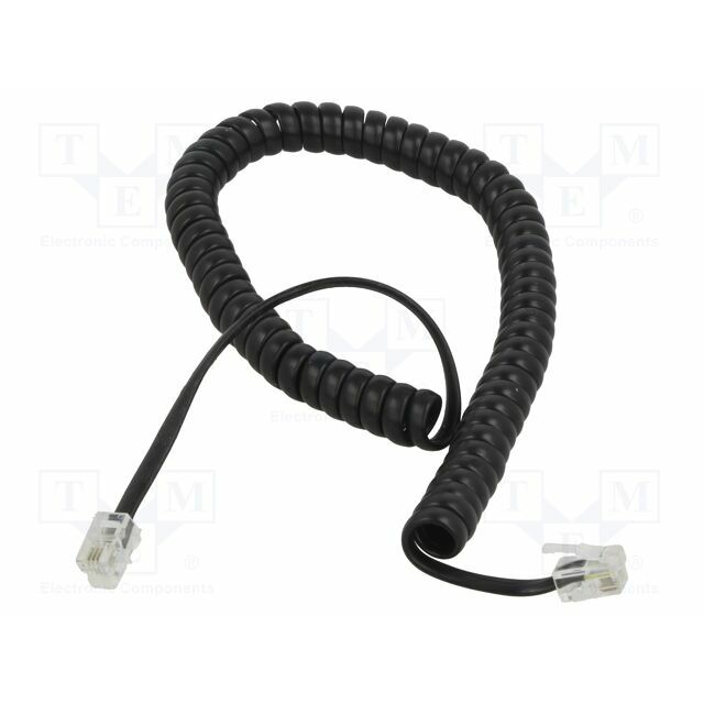 Cable: telephone; coiled; RJ10 plug,both