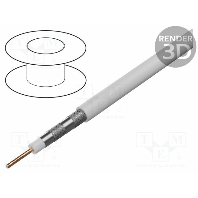 Wire: coaxial; wire; CCS; PVC; white