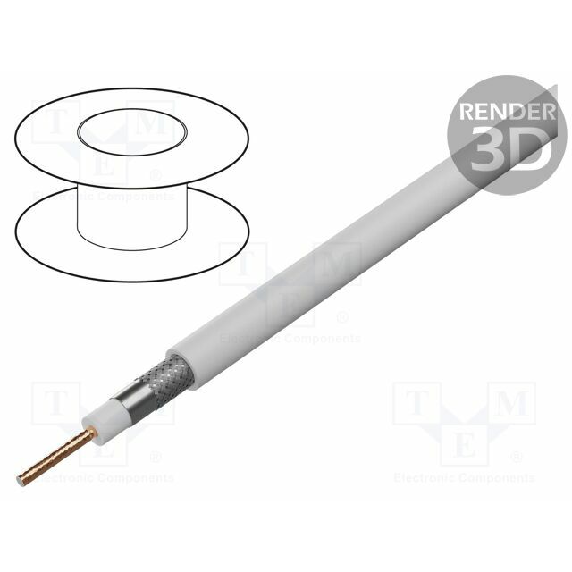 Wire: coaxial; wire; CCS; PVC; white