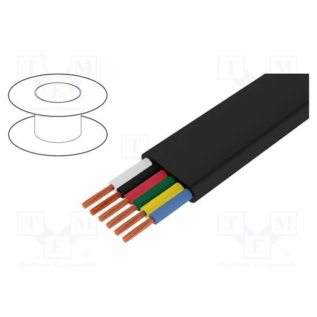 Wire: telecommunication cable; 6x30AWG; stranded; black