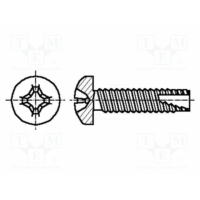 BOSSARD Screw; for metal; 5x16; Head: