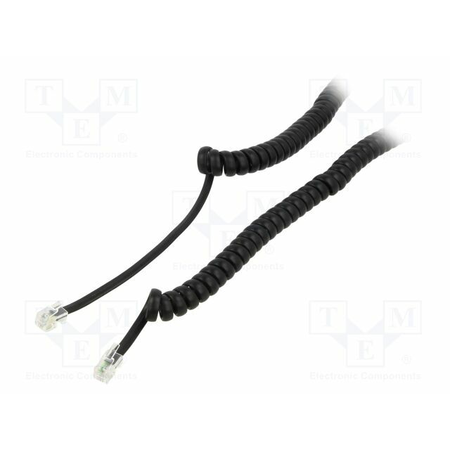 Cable: telephone; coiled; RJ10 plug,both