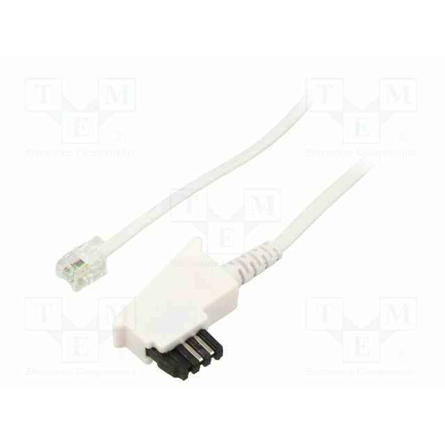 Cable: telephone; RJ11 plug,TAE F