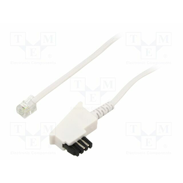 Cable: telephone; RJ11 plug,TAE F