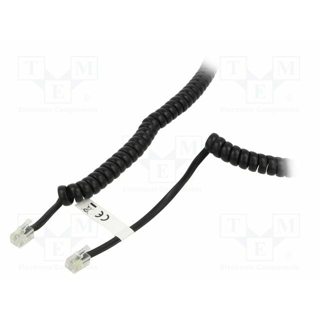 Cable: telephone; coiled; RJ10 plug,both