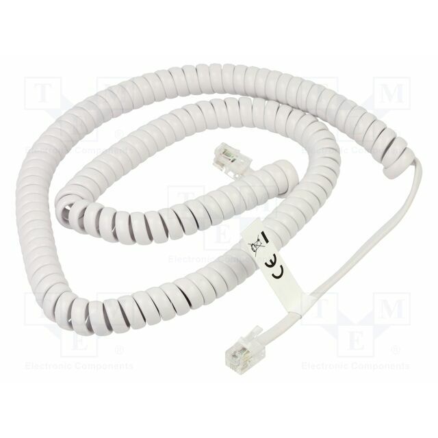 Cable: telephone; coiled; RJ10 plug,both