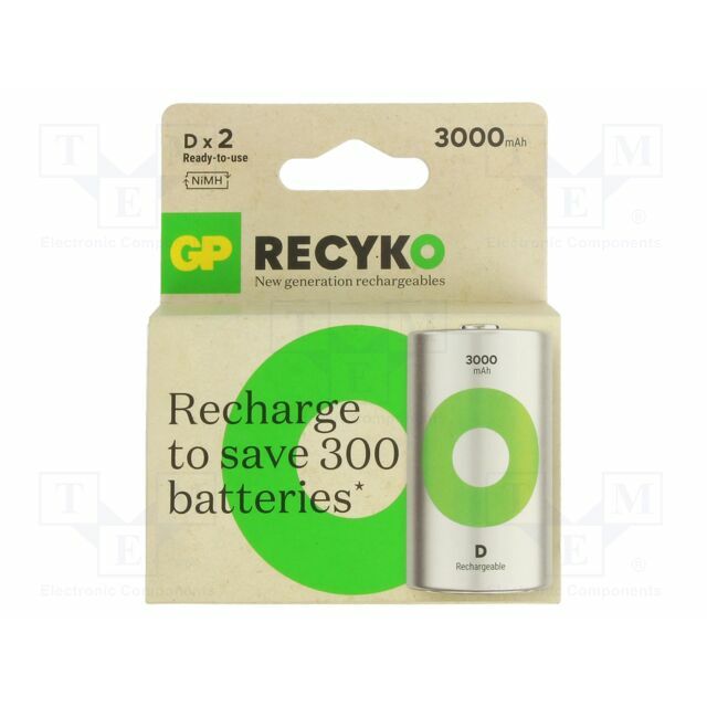 Re-battery: Ni-MH; D; 3000mAh; 1.2V