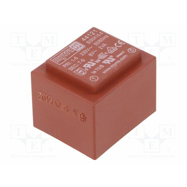Transformer: encapsulated; 2VA; 230VAC; 6V; 333mA
