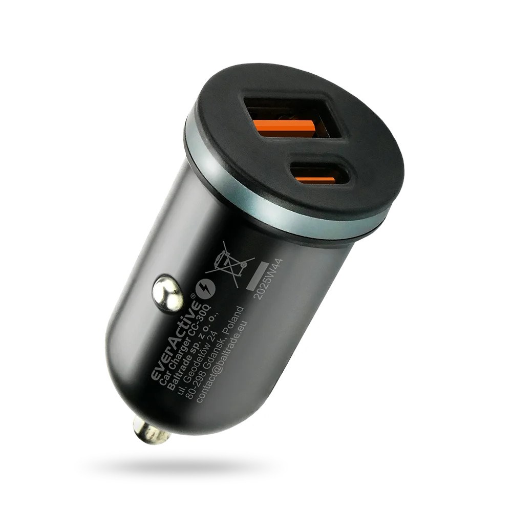 EverActive CC-30Q automašīnas lādētājs ar USB