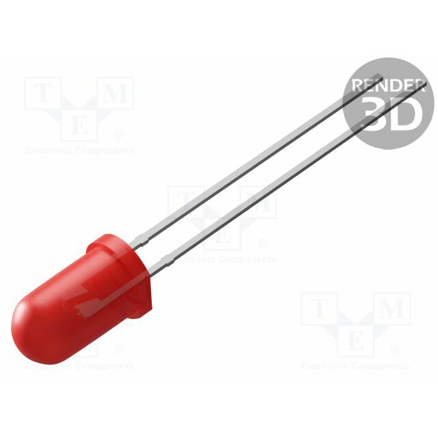 BIVAR LED; red; 3mm; 30mcd; 35°