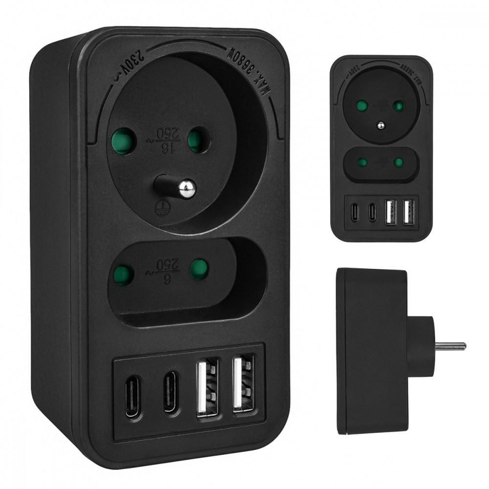 Maclean current socket x2 + 4xUSB