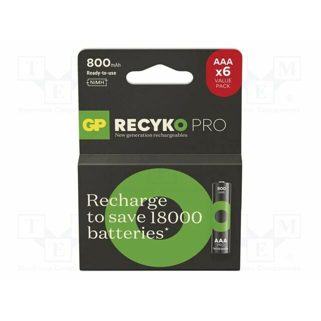 Re-battery: Ni-MH; AAA,R3; 800mAh; 1