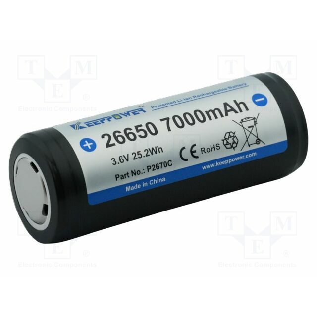 KEEPPOWER Re-battery: Li-Ion; 26650; 7000mAh; 3