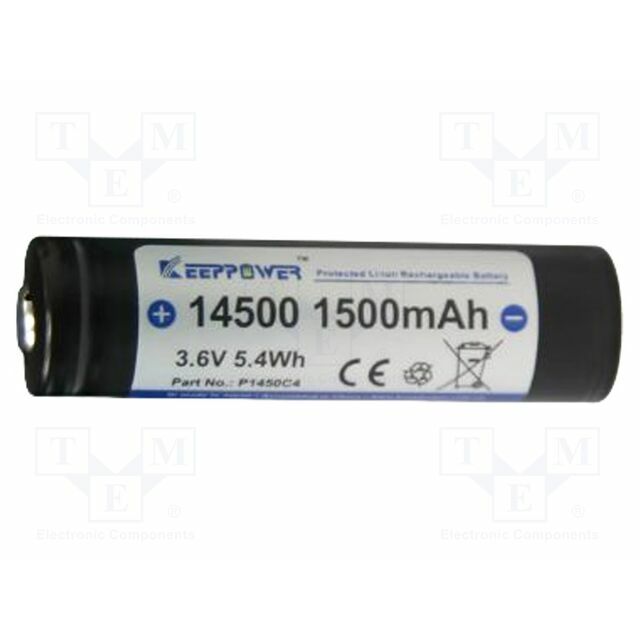 KEEPPOWER Re-battery: Li-Ion; 14500; 1500mAh; 3