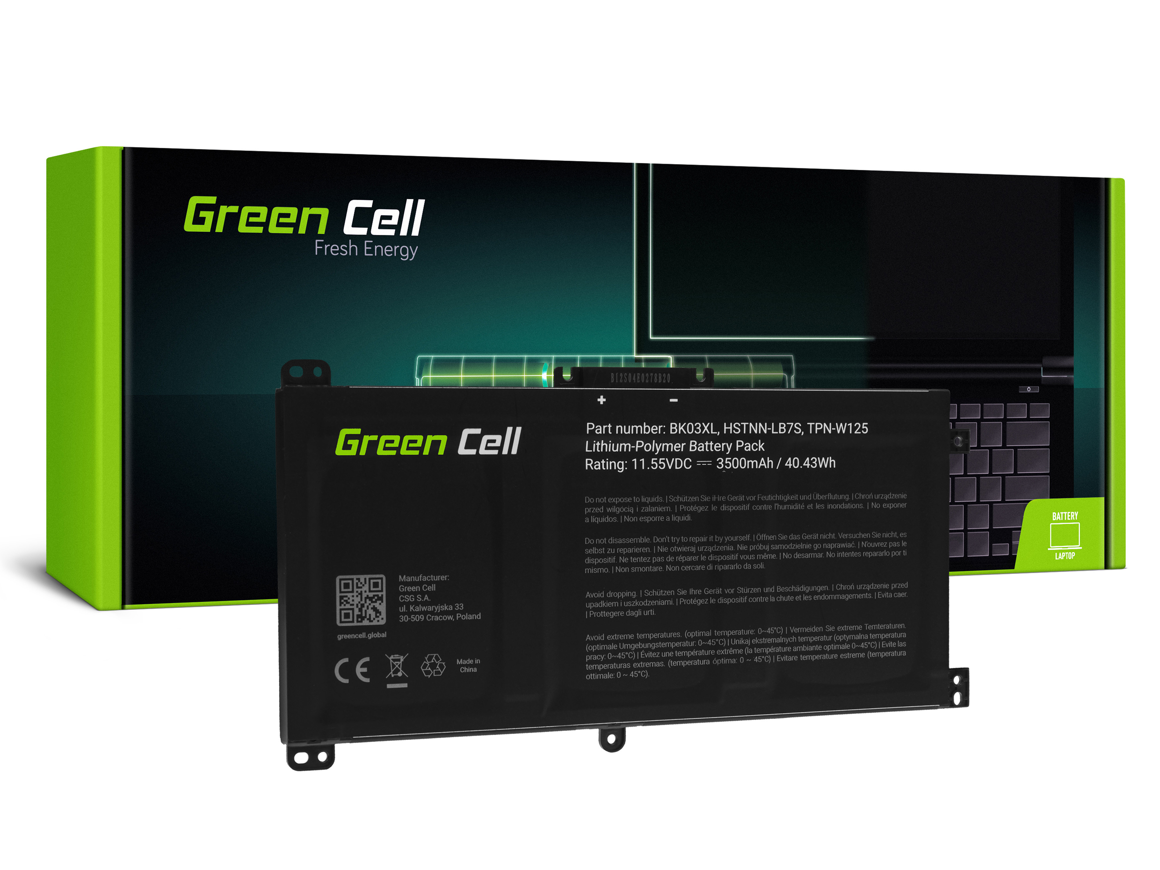 Green Cell Battery BK03XL for HP