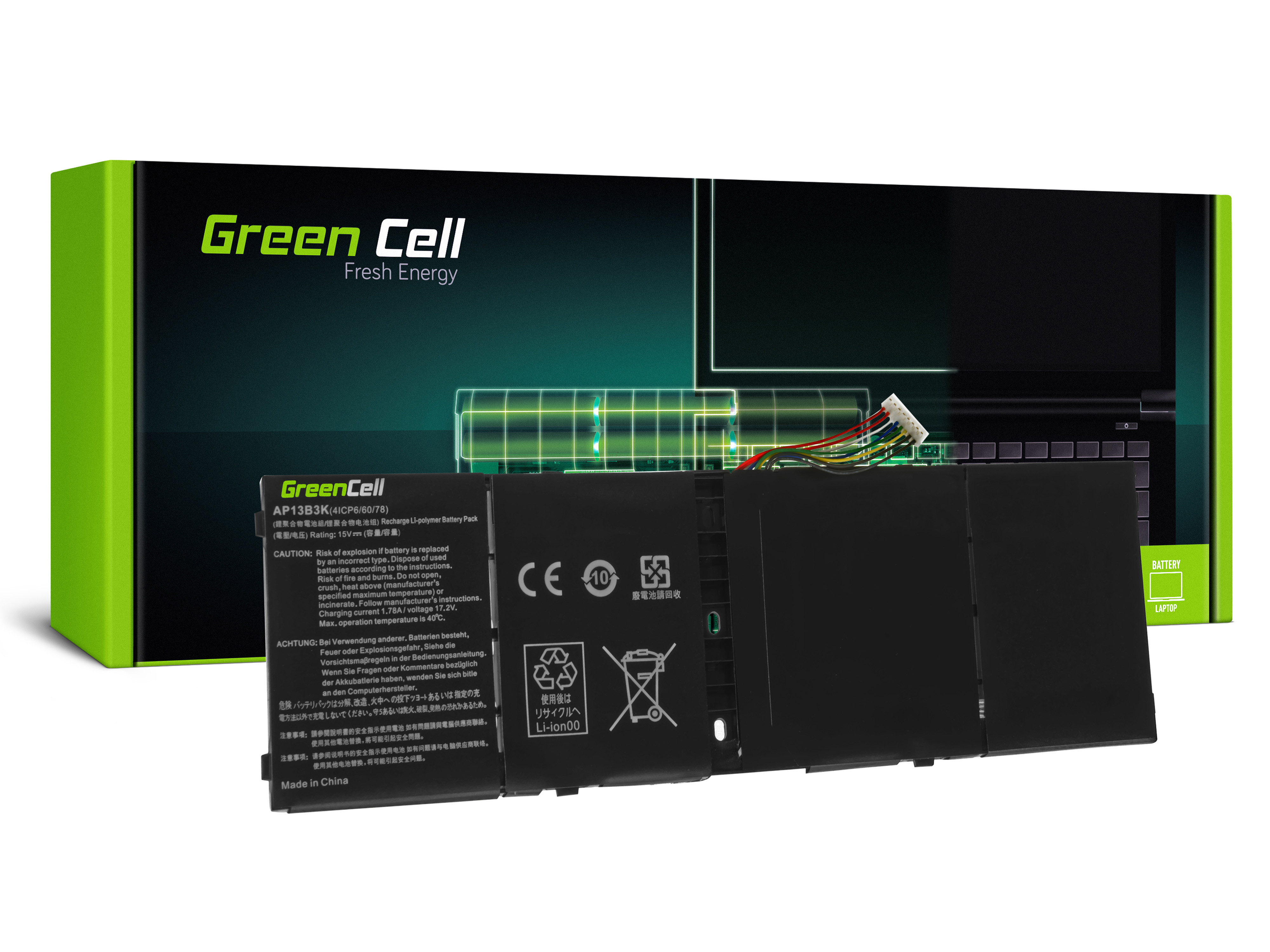 Green Cell Battery AP13B3K for Acer