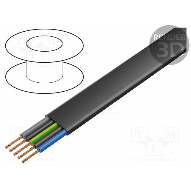 HELU Wire; PVC-Flach; H07VVH6-F; 5G4mm2; unshielded