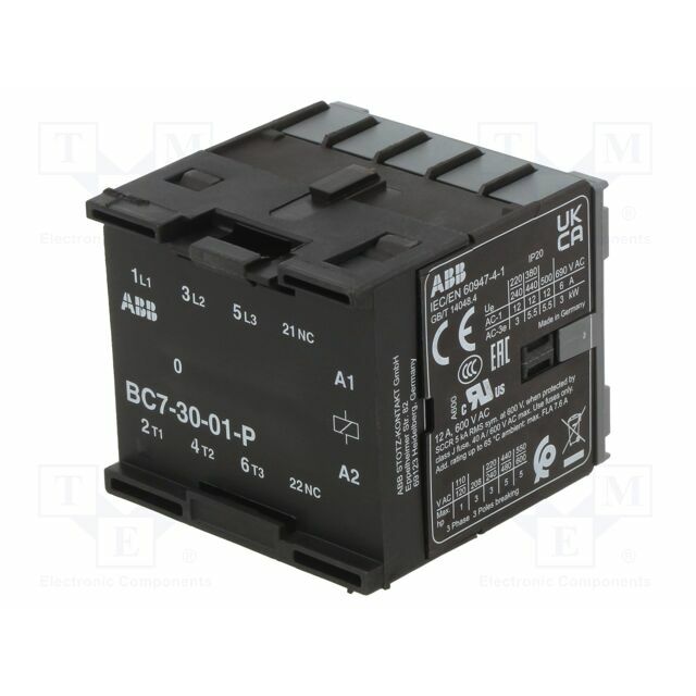 ABB Contactor: 3-pole; NO x3; Auxiliary