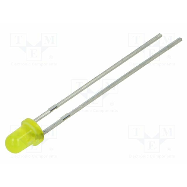 EVERLIGHT LED; yellow; 3mm; 100÷200mcd; 60°