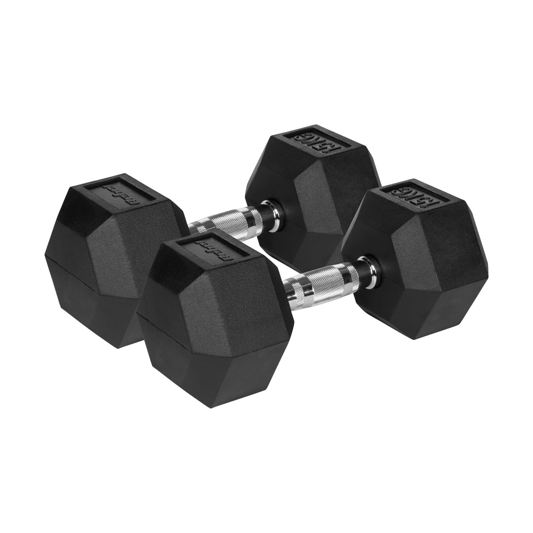 REBEL ACTIVE Gumijotas čuguna hanteles HEX