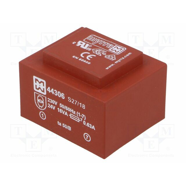 Transformer: encapsulated; 16VA; 230VAC; 24V; 667mA