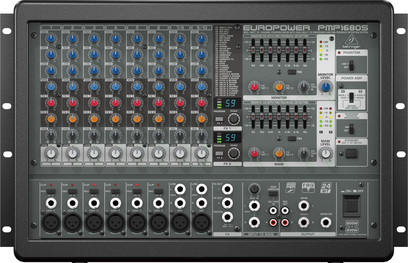 Behringer PMP1680S audio mixer 10 channels