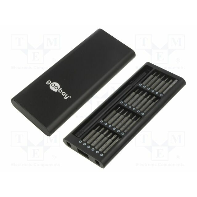 Tools set: screwdriver bits; plastic cassette