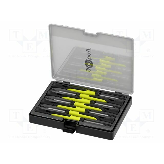 Tools set: screwdriver bits; plastic cassette