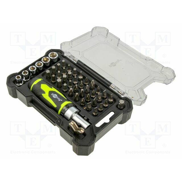Tools set: screwdriver bits; plastic cassette