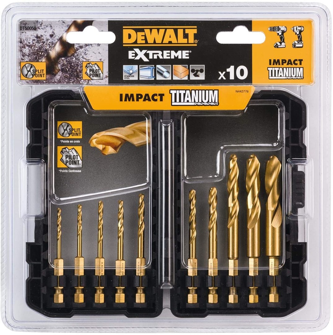 DeWALT Urbju komplekts Titanium 10gb 3-12mm