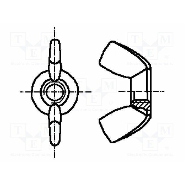 BOSSARD Nut; winged; M3; 0.5