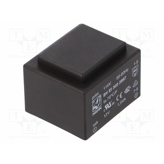 HAHN Transformer: encapsulated; 1.9VA; 115VAC